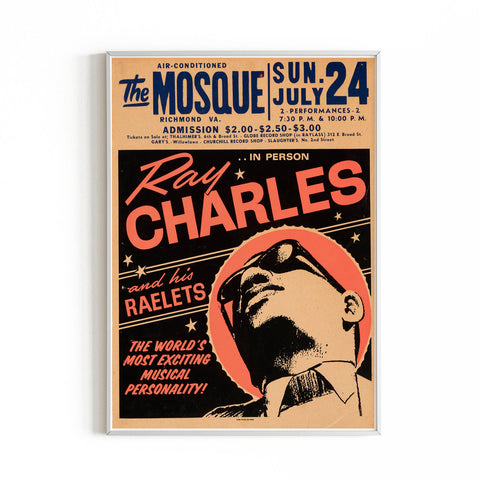 Ray Charles 1966 - Concert Poster Art Print